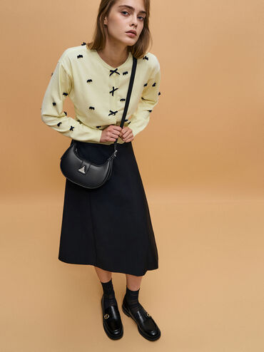 Trice Metallic-Accent Belted Shoulder Bag, Noir, hi-res