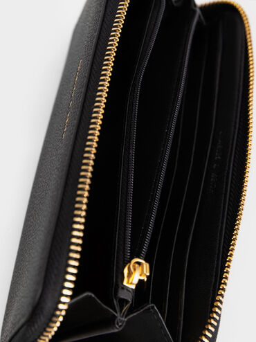 Dulcie Zip-Around Long Wallet, Black, hi-res