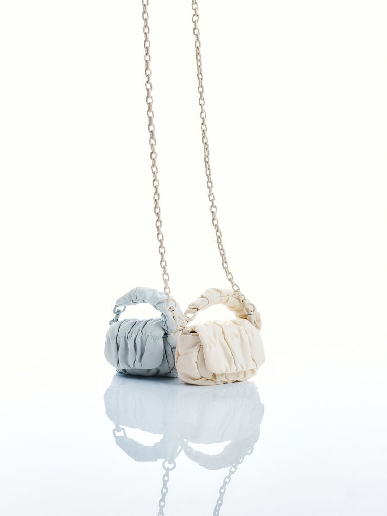Klio Nylon Ruched Micro Bag Charm, Sea Salt Blue, hi-res