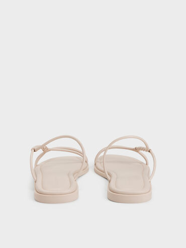 Fianna Twist-Strap Slide Sandals, Beige, hi-res