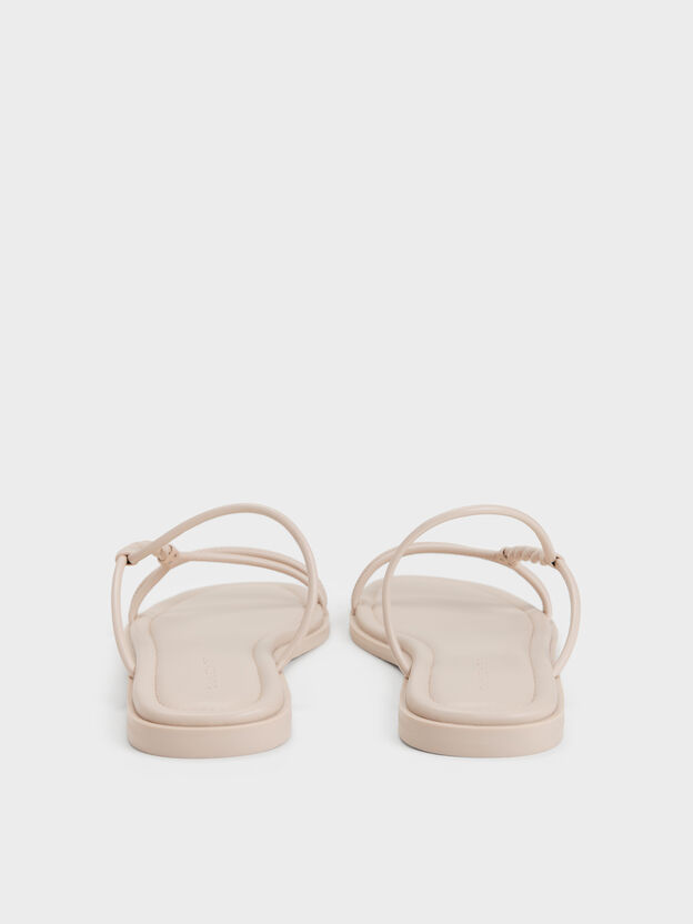 Fianna Twist-Strap Slide Sandals, Beige, hi-res