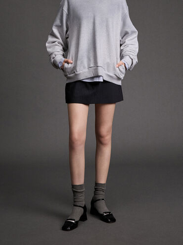 Leather Square-Toe D'Orsay Ankle-Strap Pumps, Black Box, hi-res