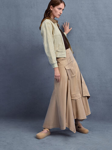 Buckled Mary Jane Flats, Beige, hi-res