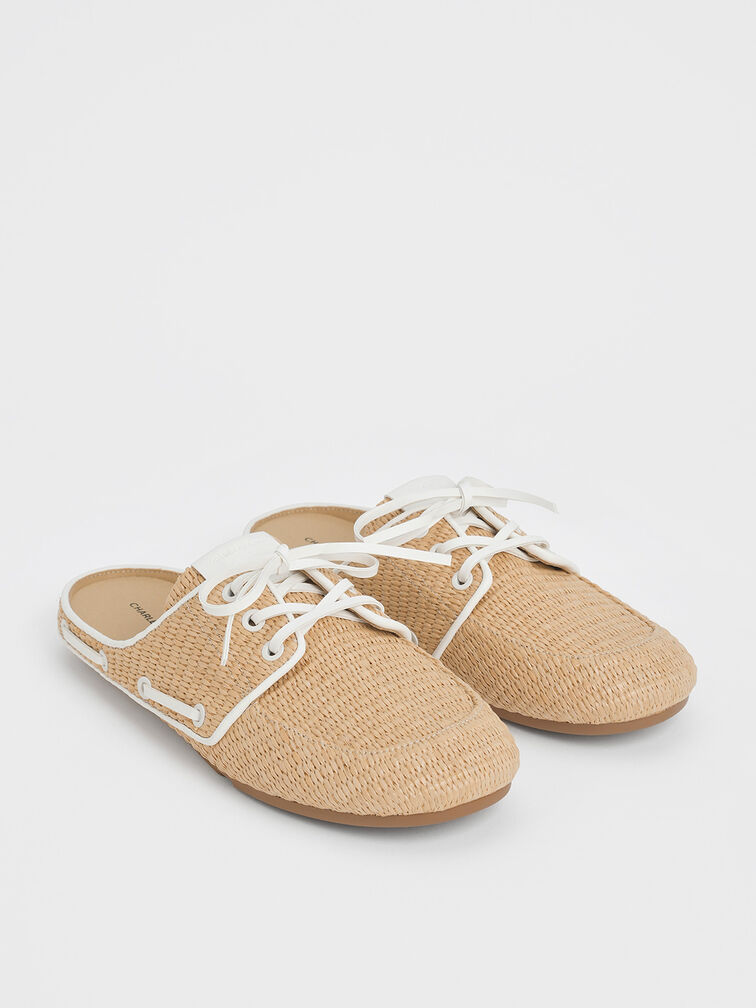 Jude Raffia Slip-On Boat Shoes, Sand, hi-res