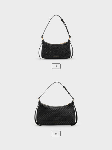 Calla Woven Shoulder Bag, Black, hi-res