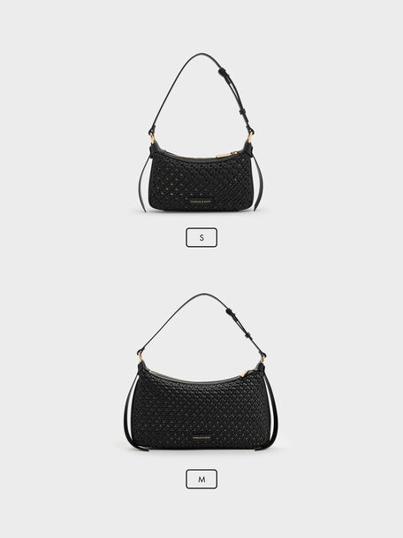 Calla Woven Shoulder Bag, Black, hi-res