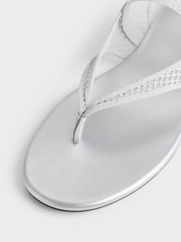 Ellory Mesh Thong Slingback Sandals, Silver, hi-res