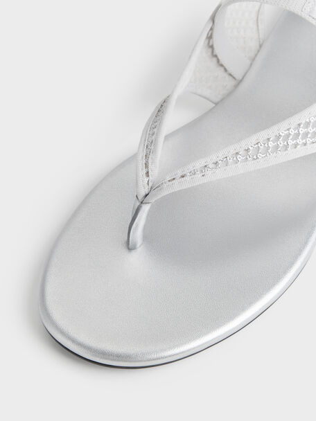 Ellory Mesh Thong Slingback Sandals, Silver, hi-res