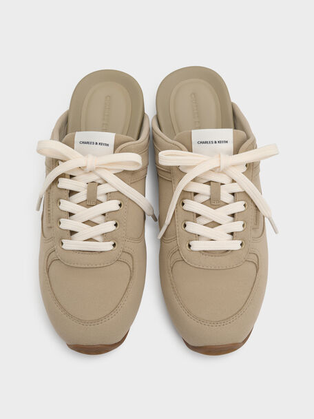 Lace-Up Sneaker Mules, Taupe, hi-res
