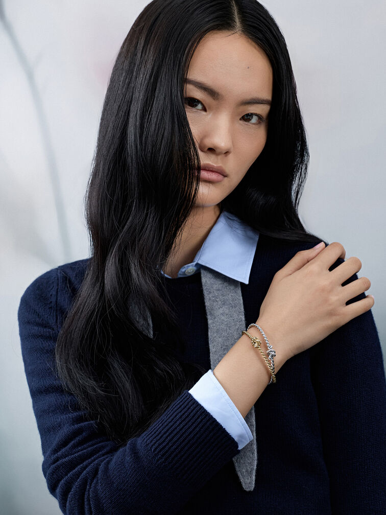 Sable Rope-Knot Cuff Bangle, Gold, hi-res