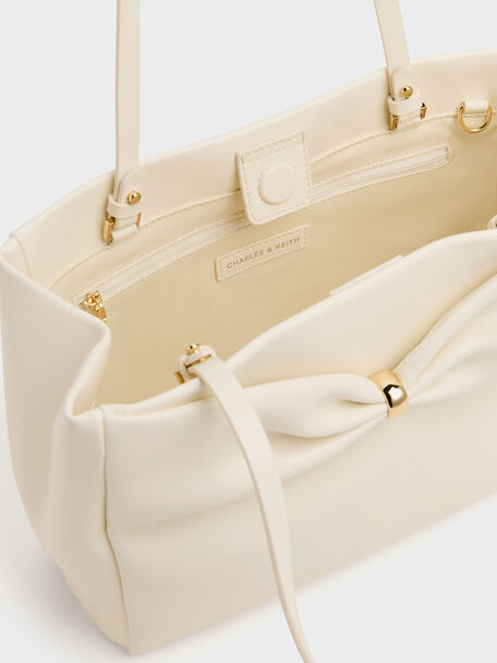 Halsey Ruched Tote Bag, Cream, hi-res