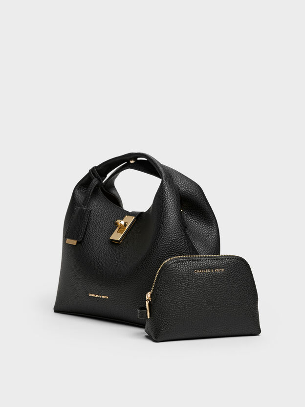 Chance Turn-Lock Bucket Bag, Black, hi-res