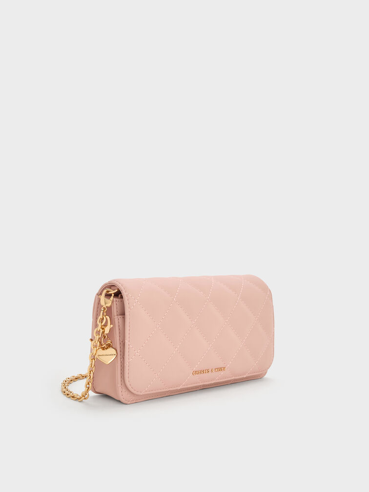 Arrietty Quilted Wallet On Chain, Light Pink, hi-res