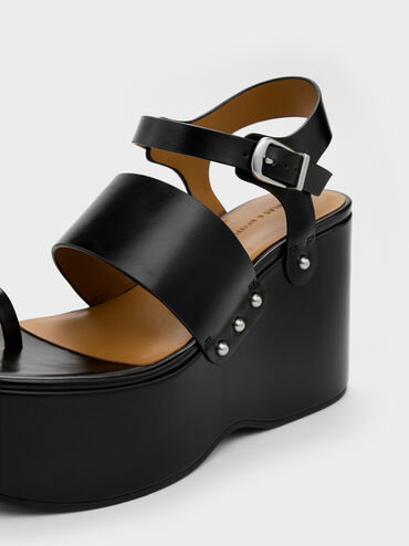 Tarian Toe-Ring Platform Wedges, Black, hi-res