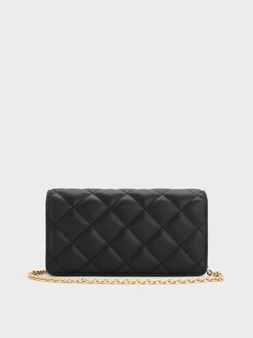 Arrietty Quilted Wallet On Chain, Black, hi-res