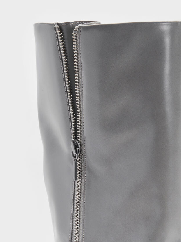 Louise Burnished Knee-High Boots, Light Grey, hi-res
