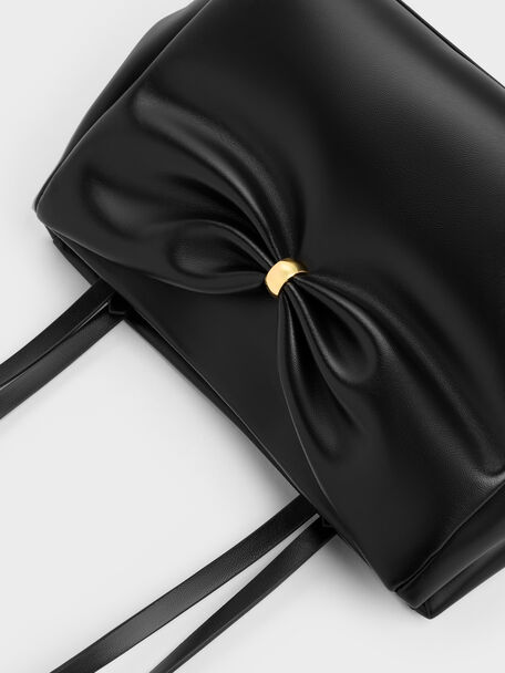 Halsey Ruched Tote Bag, Black, hi-res