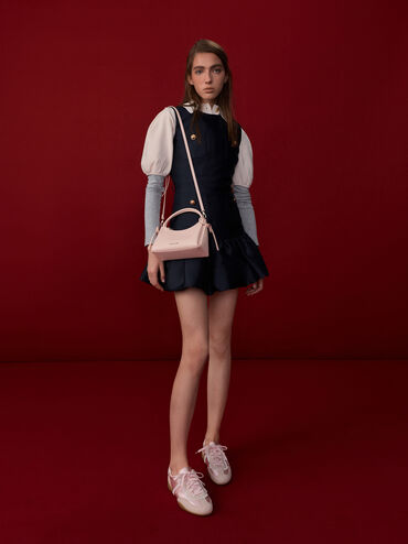 Hazel Bow Top Handle Bag, Soft Pink, hi-res