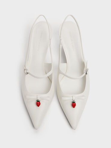 Sonali Strawberry Bow Slingback Pumps, White, hi-res