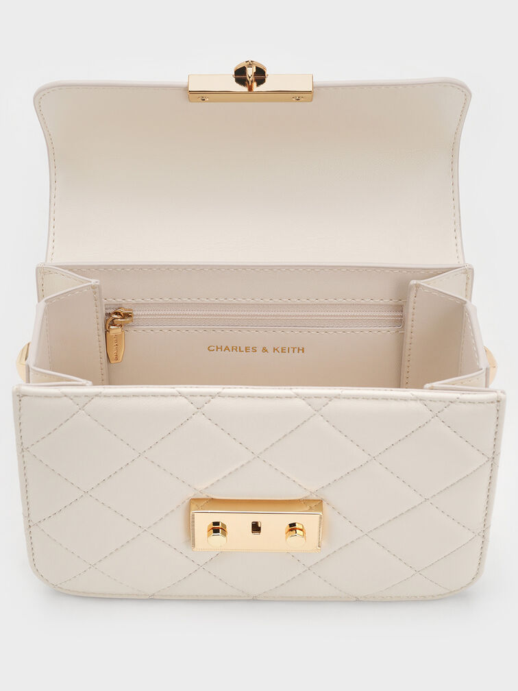 Alva Quilted Chain-Handle Bag, Cream, hi-res