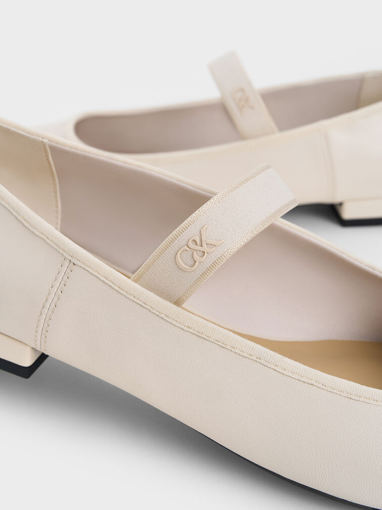 Leather Mary Jane Flats, Chalk, hi-res