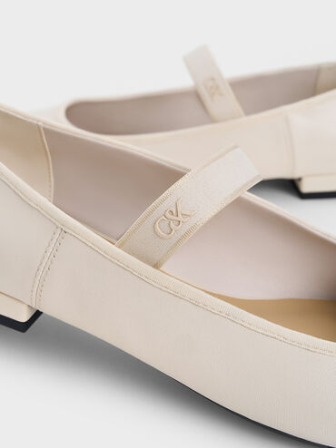 Leather Mary Jane Flats, Chalk, hi-res