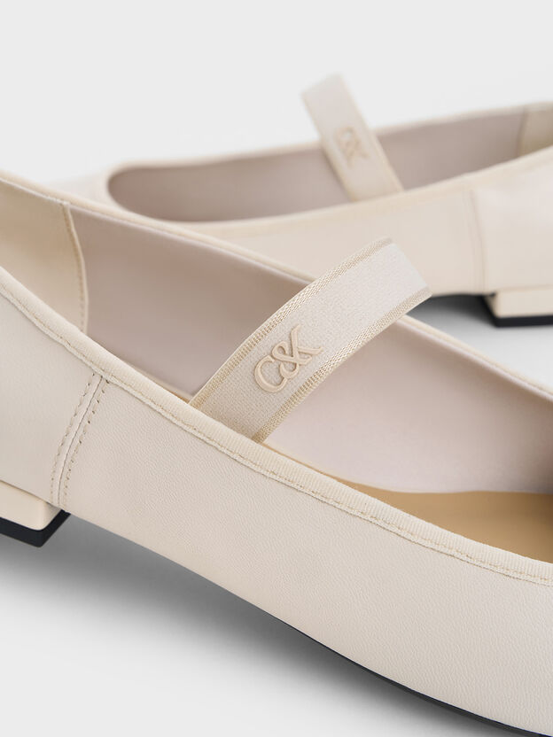 Leather Mary Jane Flats, Chalk, hi-res