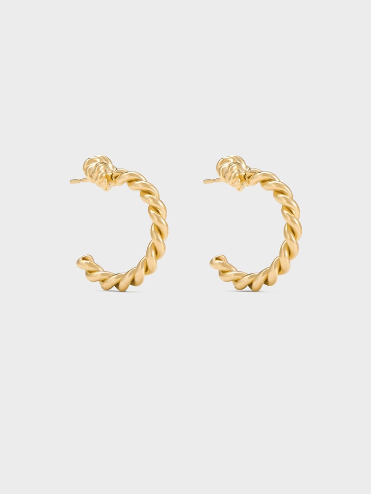 Sable Rope-Knot Hoop Earrings, Gold, hi-res