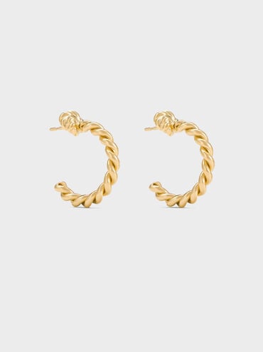 Sable Rope-Knot Hoop Earrings, Gold, hi-res