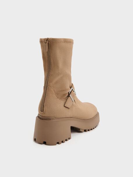 Evan Faux Suede Platform Ankle Boots, Sand, hi-res