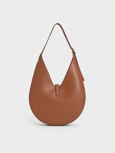 Cesia Metallic-Accent Hobo Bag, Chocolate, hi-res