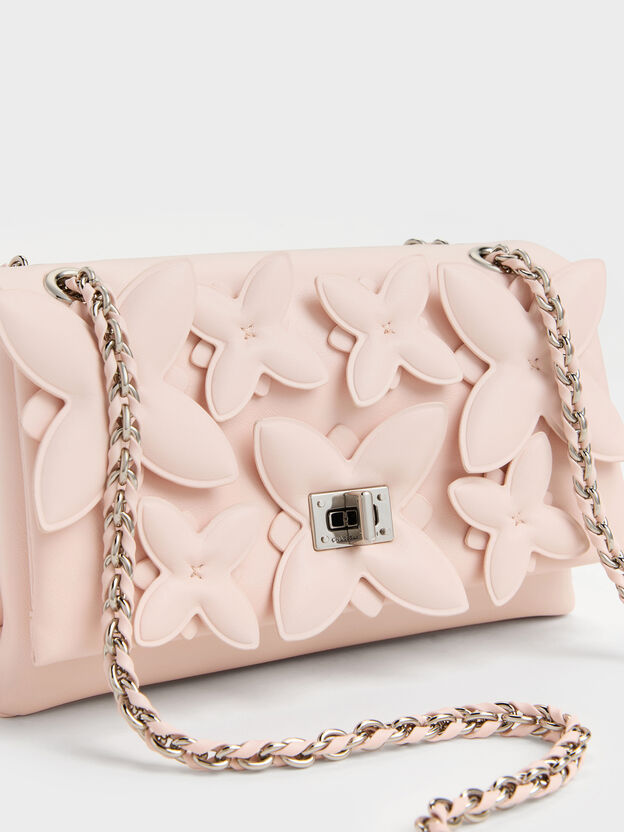Gift Set: Flower Chain Shoulder Bag With Jewellery Set, Soft Pink, hi-res