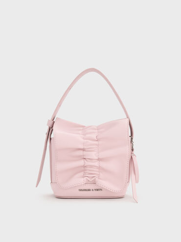 Kadee Ruched Bow-Charm Mini Bag, Cotton Candy Pink, hi-res
