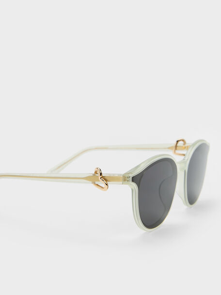 Ciara Heart-Motif Sunglasses, Mint Green, hi-res