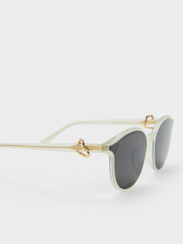 Ciara Heart-Motif Sunglasses, Mint Green, hi-res