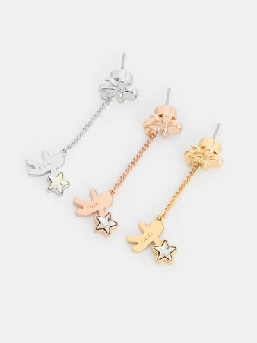 Athalia Gingerbread-Fairy Crystal-Star Drop Earrings, Rose Gold, hi-res