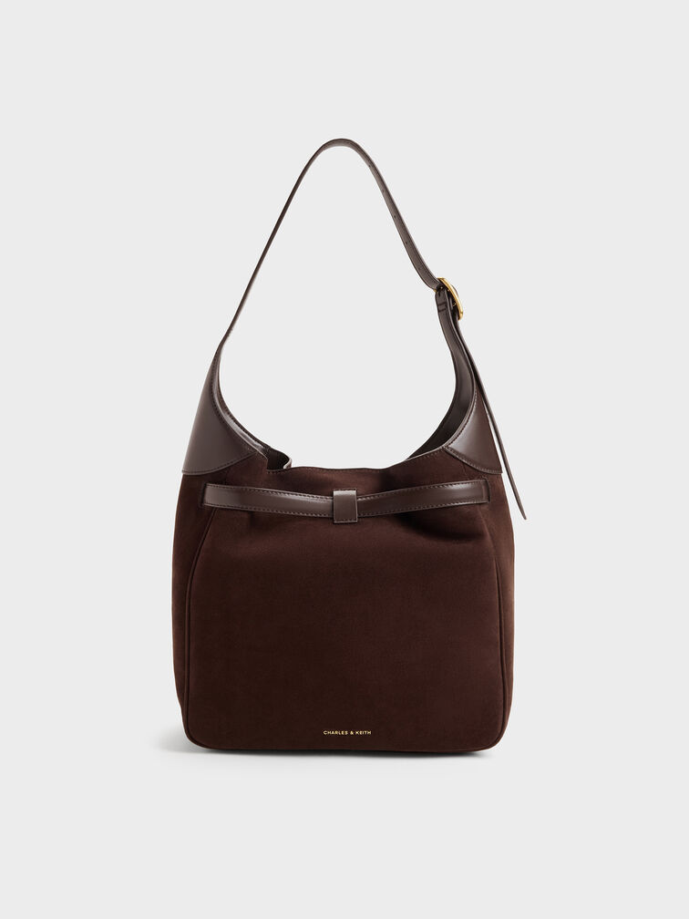 Victoria Belted Hobo Bag, Espresso Brown, hi-res