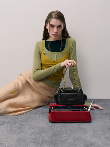 Duo Quilted Crossbody Bag, Black, hi-res