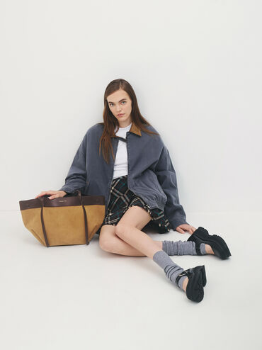 XL Calla Faux Suede Tote Bag, Sahara Sand, hi-res