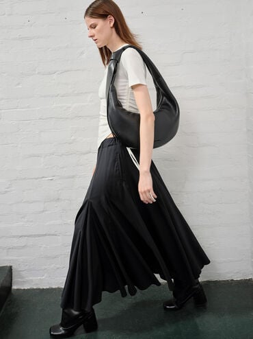 Toni Knotted Crescent Hobo Bag, Noir, hi-res