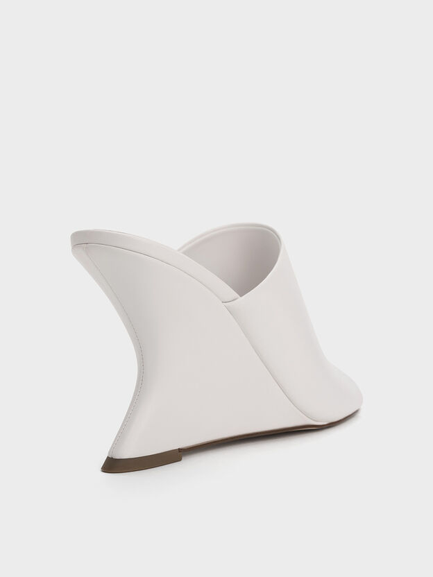 Sculptural-Heel Wedges, White, hi-res