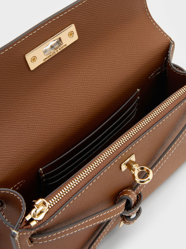 Tricha Knotted-Belt Top Handle Bag, Chocolate, hi-res