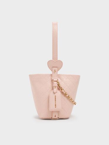 Duo Quilted Chain Bucket Bag, Soft Pink, hi-res