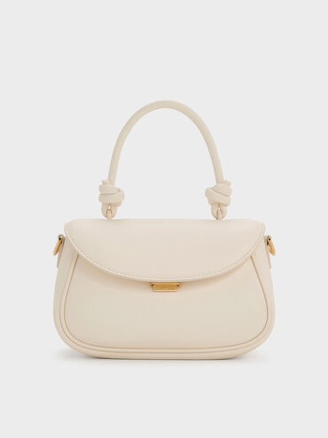 Sammie Knotted-Handle Front-Flap Bag, Cream, hi-res