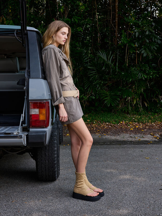 Laine Faux Suede Platform Boot Sandals, Sand, hi-res