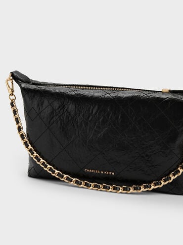 Duo Quilted Shoulder Bag, Black, hi-res