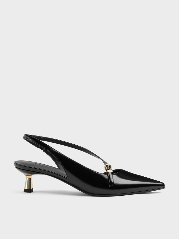 Asymmetric D'Orsay Slingback Pumps, Black Box, hi-res