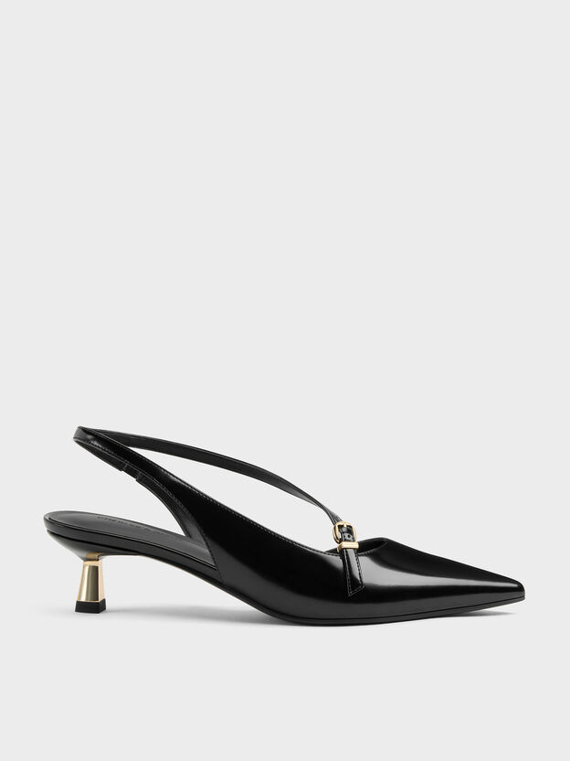 Asymmetric D'Orsay Slingback Pumps, Black Box, hi-res