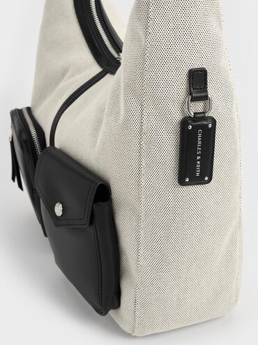 Thora Canvas Multi-Pocket Hobo Bag, Multi, hi-res