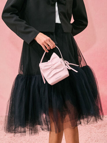 Kadee Ruched Bow-Charm Mini Bag, Cotton Candy Pink, hi-res